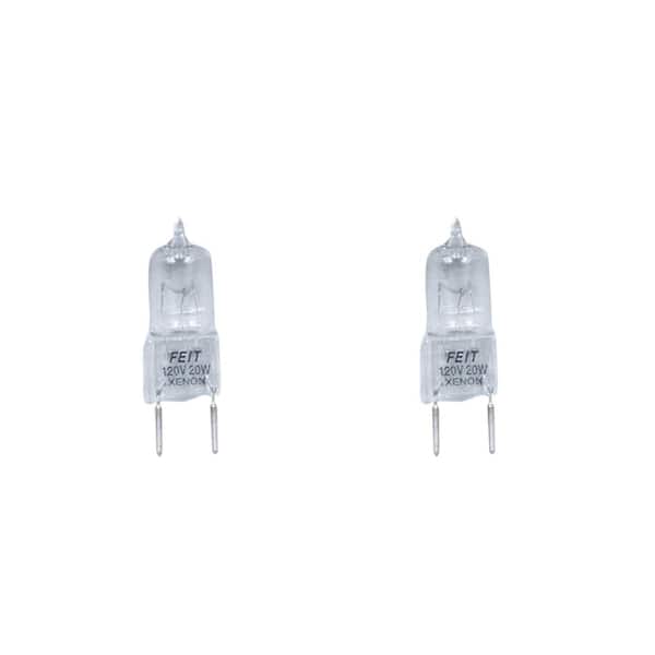Feit Electric 20-Watt T4 Dimmable G8 Bi-Pin Xenon Halogen Light Bulb, Warm White 3000K (2-Pack)