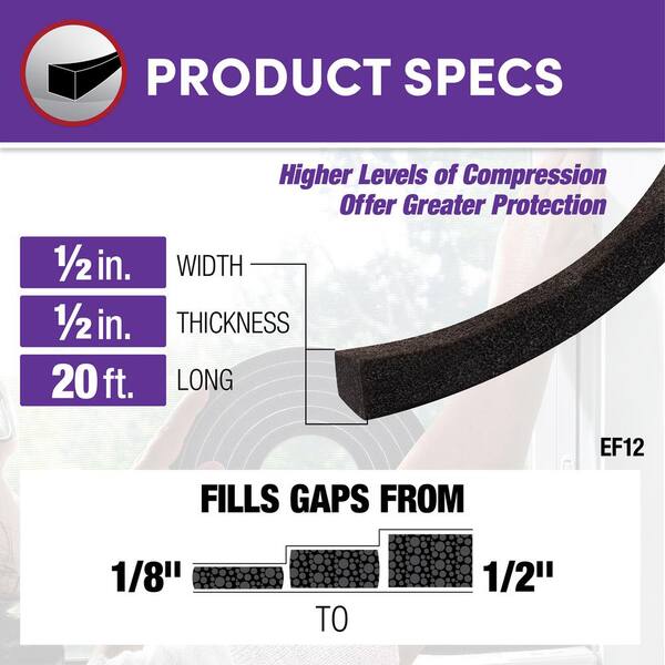Frost King - Expanding Foam Tape Weatherstrip 1/2 in. x 20 ft. Black
