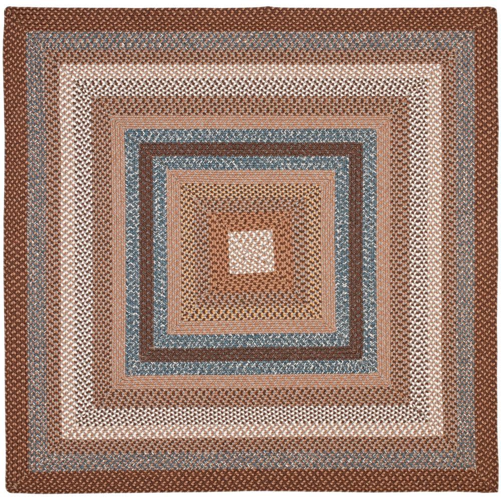 Braided Brown/Multi 7 ft. x 7 ft. Machine Washable Border Geometric Square Area Rug price history on PriceWatchPro
