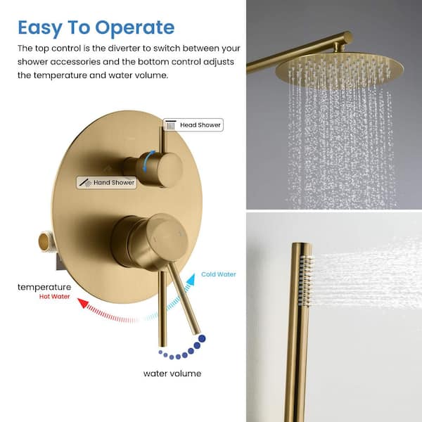 KIBI 3-Spray Wall Mount Dual Fixed and Handheld Shower Head 1.8