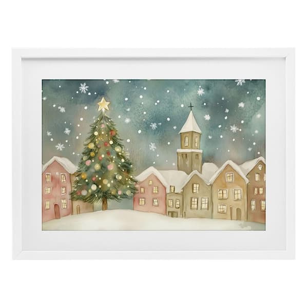 Christmas Village Snowfall by LSR Design Studio Framed Graphic Art Print Nature 17 in. x 23 in.