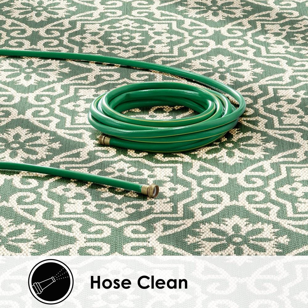 Danica 6' x 9' Green/Beige Geometric Synthetic Area Rug