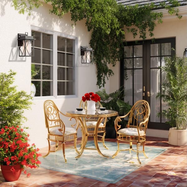 1-Light Black Outdoor Wall Lantern Sconce, Modern Outdoor Wall Light with Frosted Glass Shade