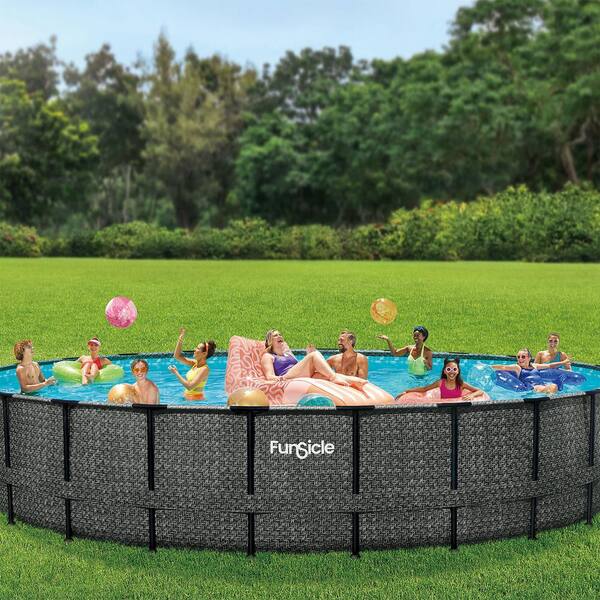 Funsicle 24 ft. Round 52 in. Deep Metal Frame Above Ground Pool