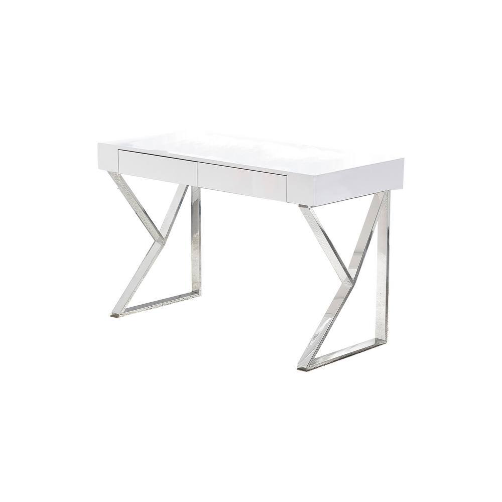 White Wood Computer Desk with Drawer, 47"