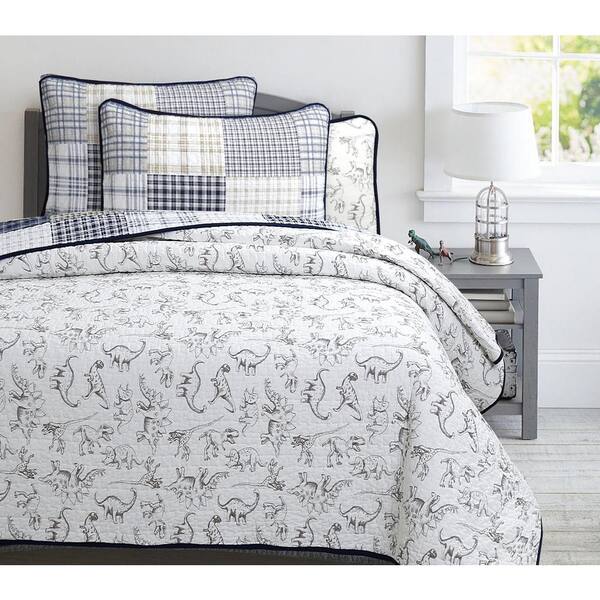 navy dinosaur bedding