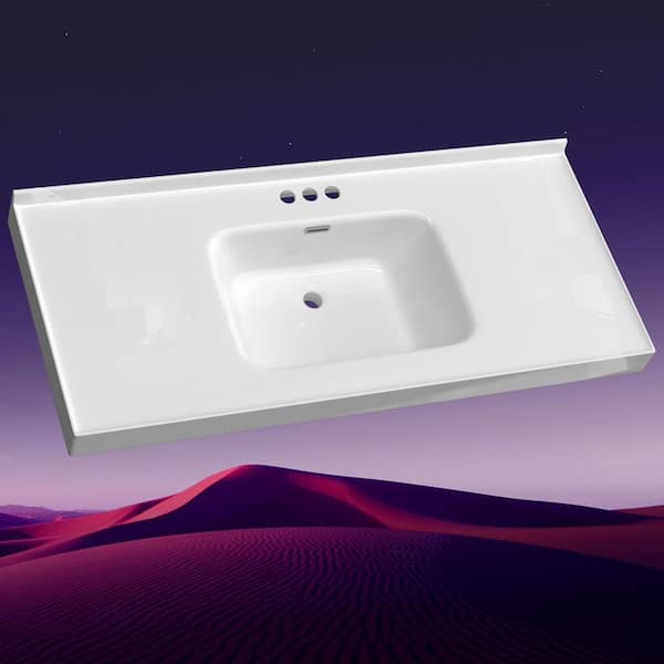 Zeafive 49 in. W x 22 in. D Solid Surface Rectangular White Single