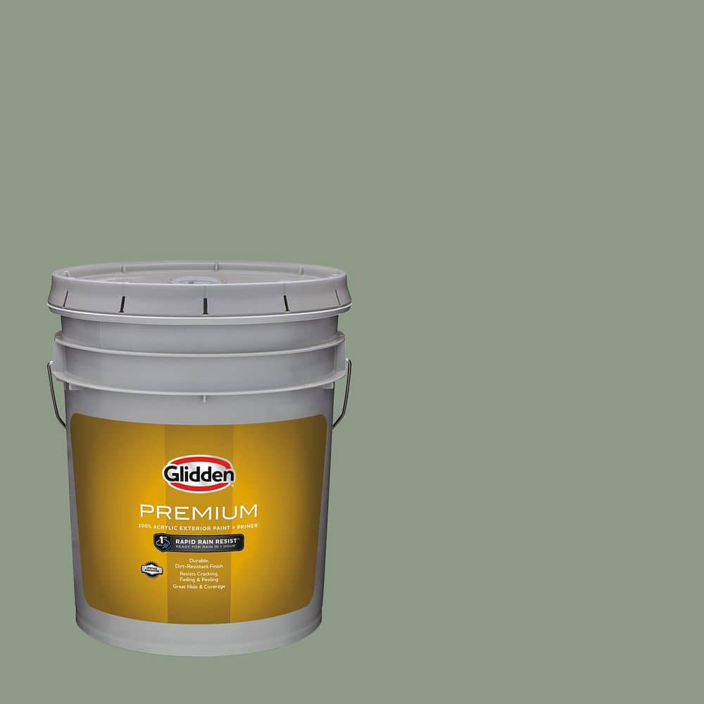 Glidden Premium 5 gal. PPG1129-5 Farm Fresh Satin Exterior Latex