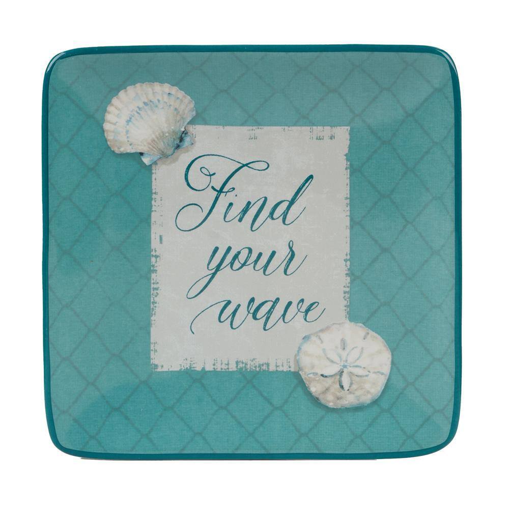 Ocean View Ceramic Coastal Canape Plates Set of 4