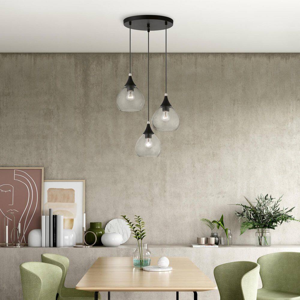 Elegant Catania 3-Light Indoor/Outdoor Pendant with Clear Glass Shades