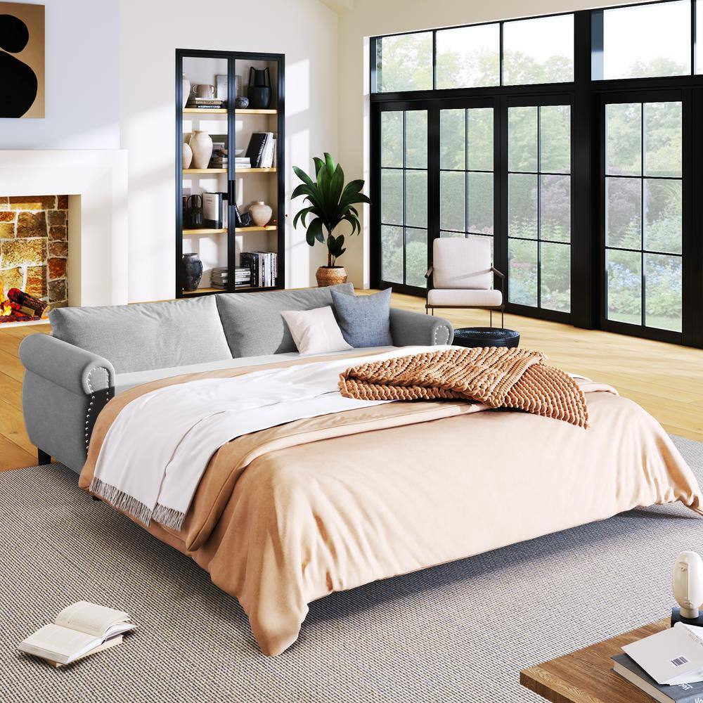 Harper & Bright Designs Gray 2in1 80.1 Queen Size Polyester Sleeper