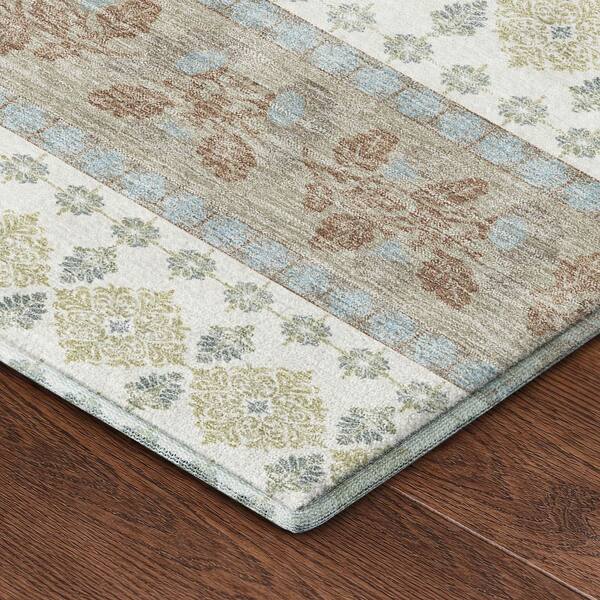 Mayfield Premium Machine Washable Abstract AMF2465 Ivory 8 ft. x 10 ft. Area Rug