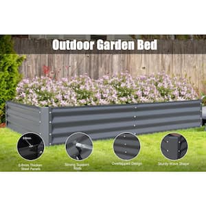 6 ft. x 3 ft. x 1 ft. Gray Galvanized Steel Rectangular Outdoor Raised Garden Bed