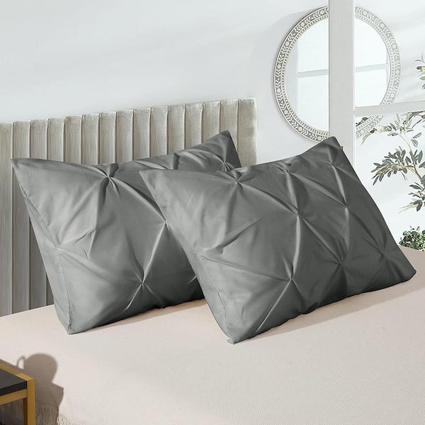 30"L x 20"W Pillow Shams Available for All Season, Flower pulling design, Ultra Cozy and Breathable, 2 Pack, Gray