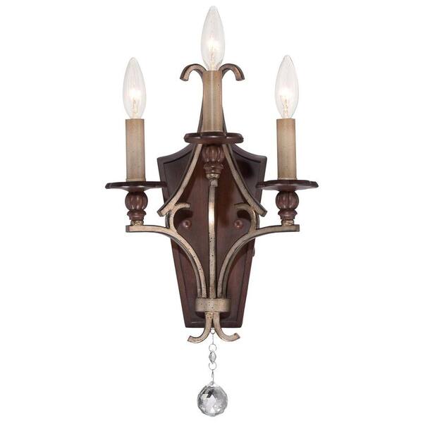 Minka Lavery Gwendolyn Place 3-Light Dark Rubbed Sienna with Aged Silver Sconce