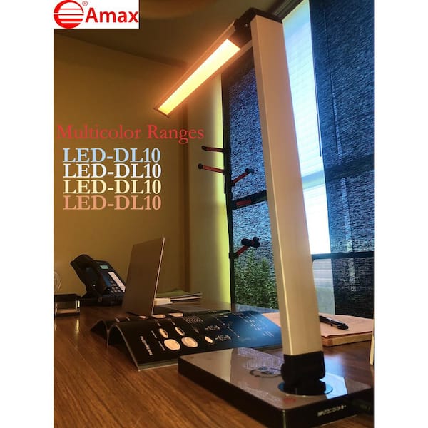 16 in. Black Dimmable LED Wireless 2 USB Multicolor Range Desk Lamp