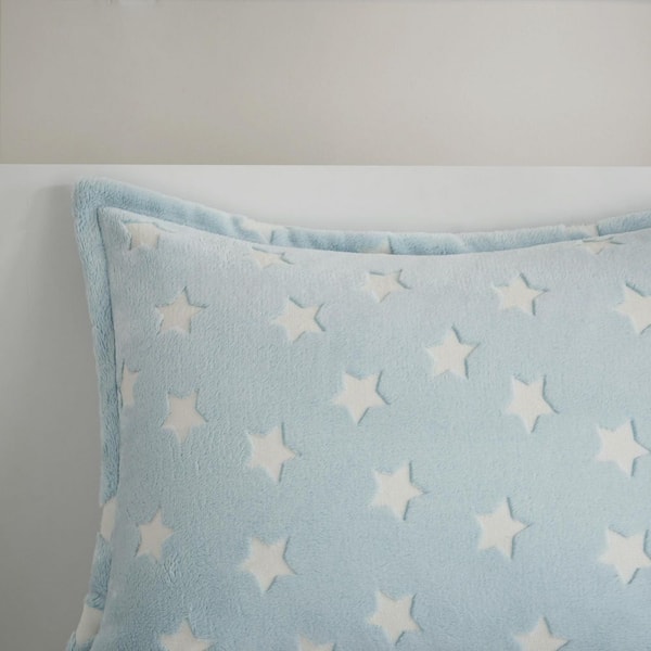 Avery 3-Piece Aqua Twin Glow In The Dark Plush Comforter Set