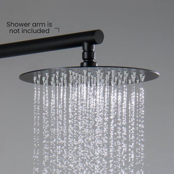 1-Spray Patterns with 1.75 GPM 10 in. Wall Mount Rain Fixed Shower Head with Corrosion Resistant in Matte Black