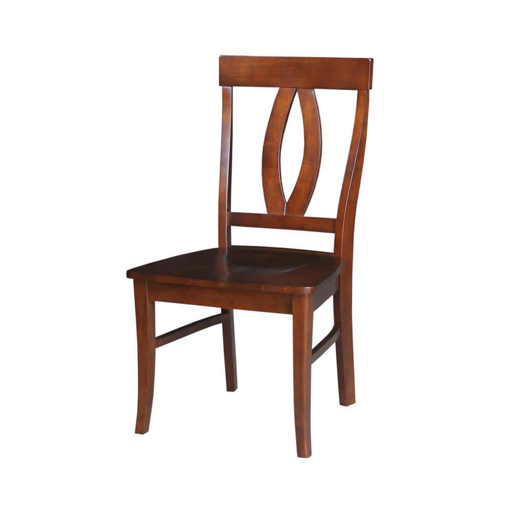 Espresso High Back Solid Wood Side Chairs, Set of 2