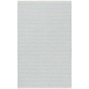 Montauk Ivory/Light Blue Doormat 3 ft. x 4 ft. Geometric Area Rug