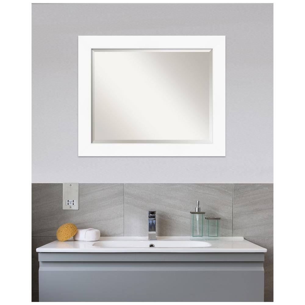 Cabinet White Beveled Bathroom Wall Mirror 33x27