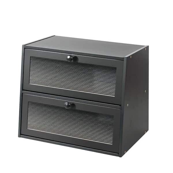 1-Piece Natural Bamboo Bread Box Set with Acrylic Window, Large Capacity Kitchen Countertop Storage Container