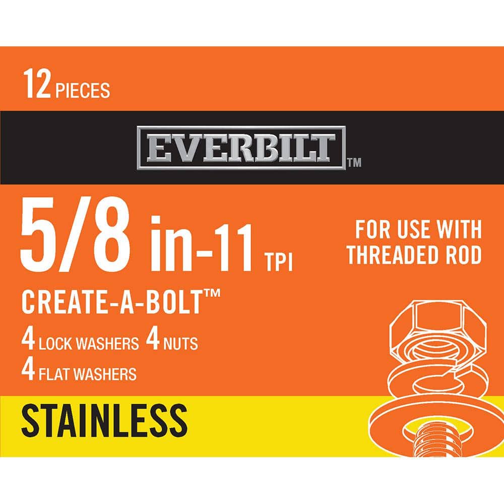 Everbilt 5/8 in. Stainless Steel Nuts, Washers and Lock Washer (4Piece