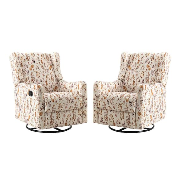 JAYDEN CREATION Bernd Yellow Polyester Swivel Glider Recliner with Rocking (Set of 2)