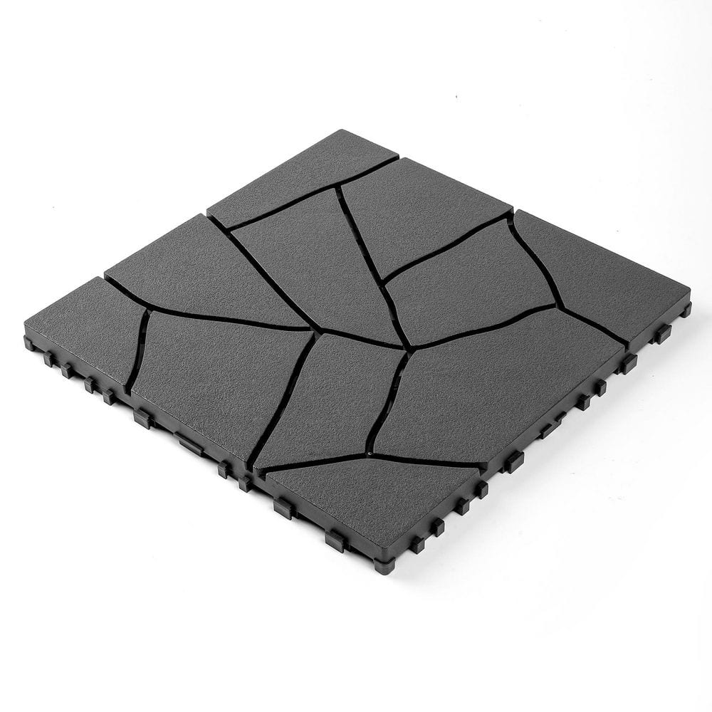 12 in. x 12 in. Plastic Stone Style Patio Deck Tiles Slate Module