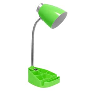 18.5 in. Green Modern Organizer Desk Lamp with Flexible Gooseneck and Plastic Cone Shade