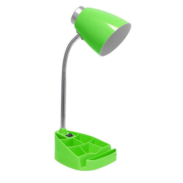 Creekwood Home 18.5 in. Green Modern Organizer Desk Lamp with Flexible Gooseneck and Plastic Cone Shade