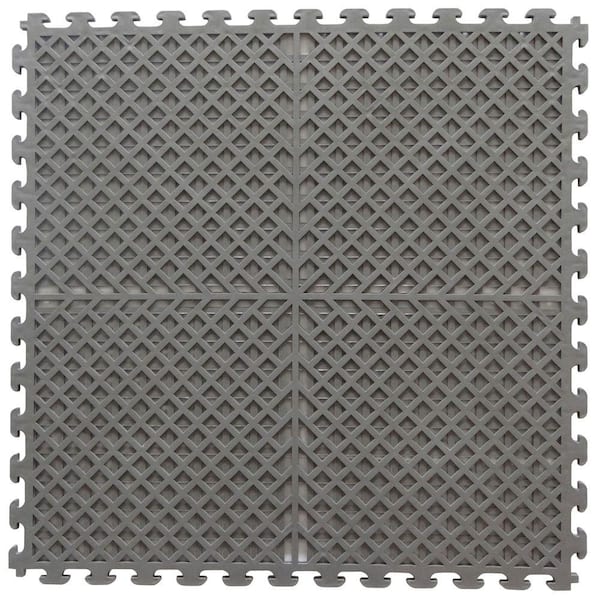 Norsk Multi-Purpose 18.3 in. x 18.3 in. Dove Gray Commercial PVC Garage Flooring Tile with Vented Drain Pattern (6-Pieces)