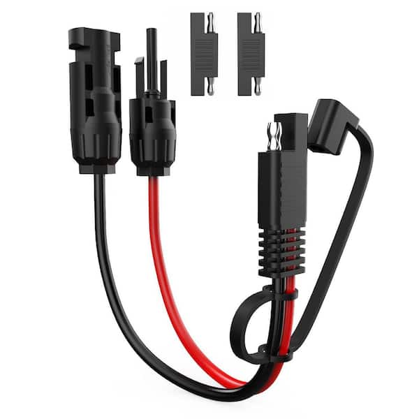 10AWG Solar Panel Extension Cable 30cm with SAE to SAE Polarity Reverse Adapters Waterproof Dustproof Cap 2-Pack