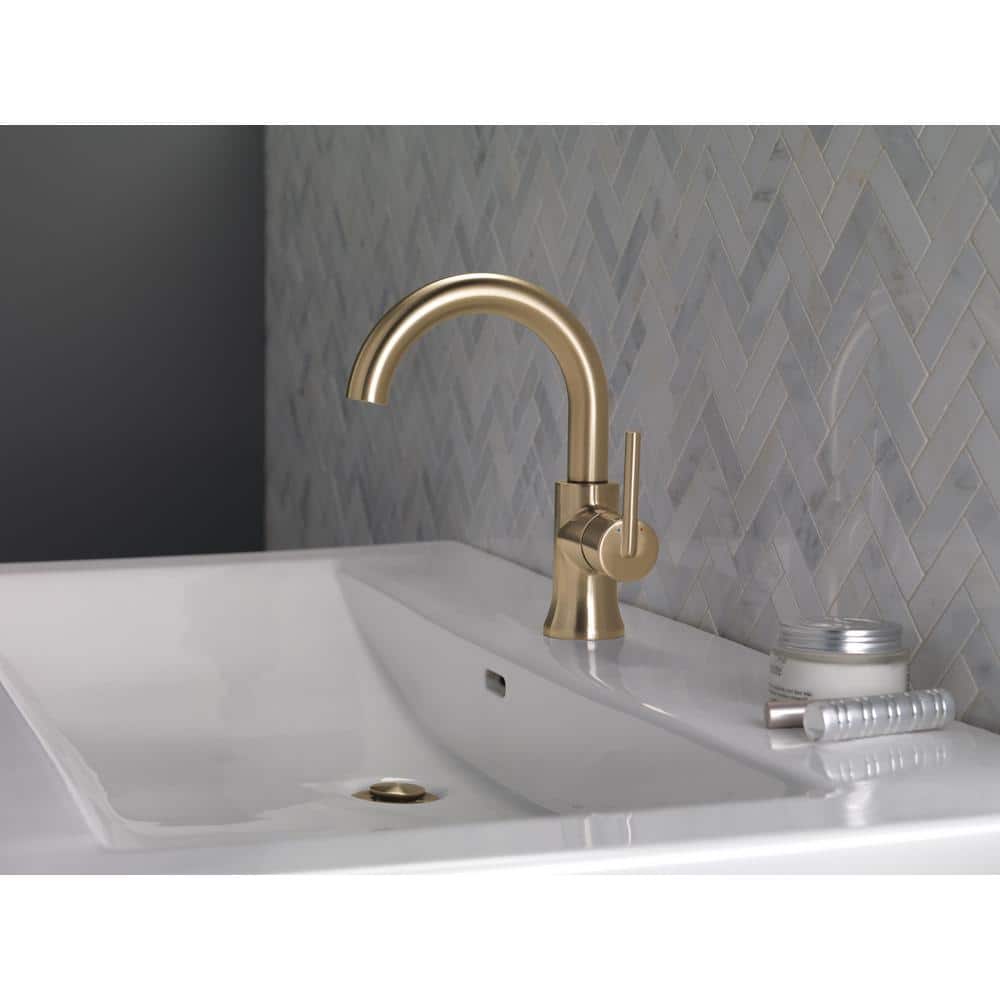 Sleek European-Inspired Champagne Bronze Single Hole Bathroom Faucet