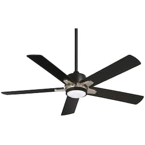 Stout 54 in. LED Indoor Coal and Brushed Nickel Ceiling Fan with Light and Remote Control