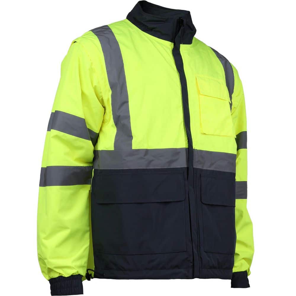 Men's Large ANSI Type R Class 3 4-in-1 Reversible Hi Vis Yellow and Dark Gray Bottom Multi-Seasonal Windbreaker Jacket price history on PriceWatchPro