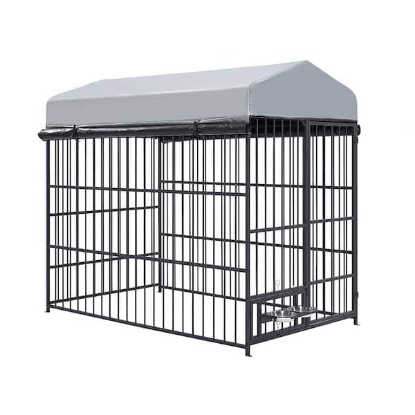 .N/A 71.26 in. H Large Outdoor Dog Kennel with Roof Cover, Heavy-Duty Metal Enclosure Garden Fence