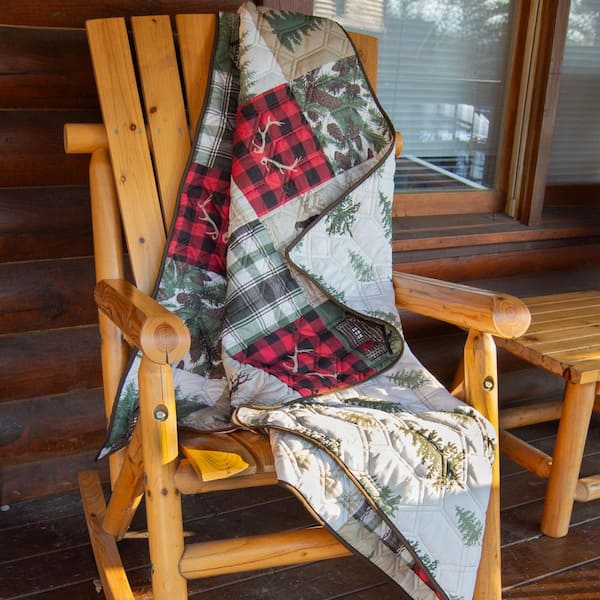 Cedar Lodge Brown and Green Polyester Throw Blanket