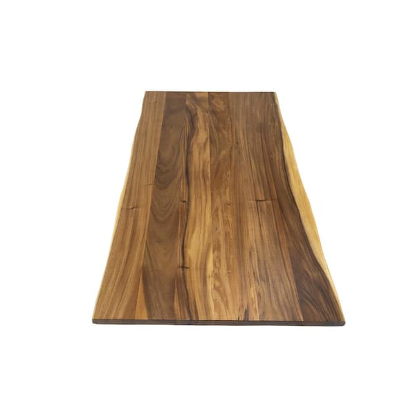 HARDWOOD REFLECTIONS 6 ft. L x 30 in. D Unfinished Saman Solid Wood Butcher Block Desktop Countertop With Live Edge