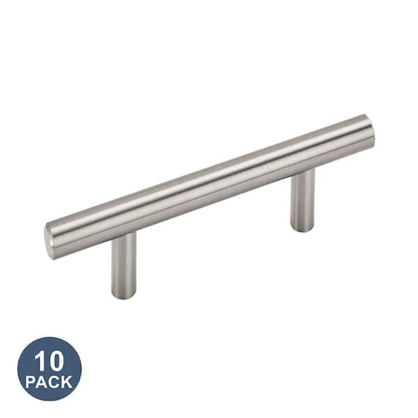 Bar Pulls 3 in. (76mm) Center-to-Center Satin Nickel Bar Cabinet Pull-10 Pack