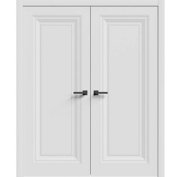 7111 48 in. x 80 in. Sold Core White Color Wood Interior Door Kit with Quick Assemble Jamb
