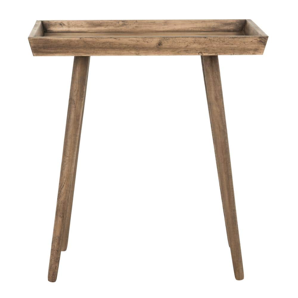 Desert Brown Pine Wood Rectangular Accent Table