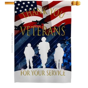 28 in. x 40 in. Thank You Veterans Armed Forces House Flag Double-Sided Decorative Vertical Flags