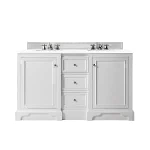 De Soto 61.3 in. W x 23.5 in. D x 36.3 in. H Bathroom Vanity in Bright White with White Zeus Quartz Top