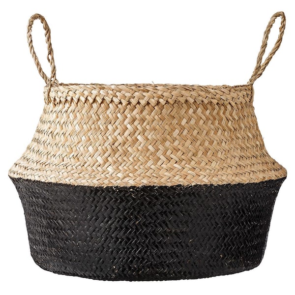 Global Views Soft Woven Leather Large Basket in Beige