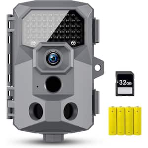 4K 48MP Hunting Trail Camera with Night Vision, Motion Activated, IP66 Waterproof, Wide Angle and No Glow LEDs in Gray