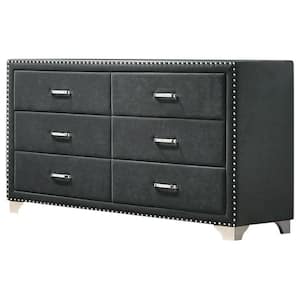 20 in. Gray 6-Drawer Wooden Dresser Without Mirror