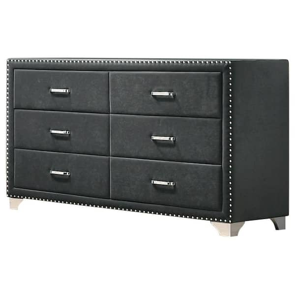 Benjara 20 in. Gray 6-Drawer Wooden Dresser Without Mirror