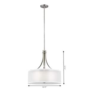 Elmwood Park 3-Light Brushed Nickel Hanging Pendant with Satin Etched Glass Shade