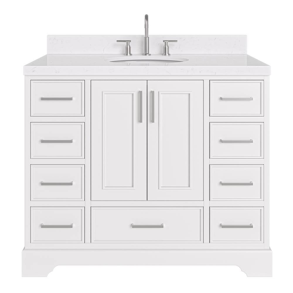 Stafford 42'' White Freestanding Single Bathroom Vanity with Marble Top